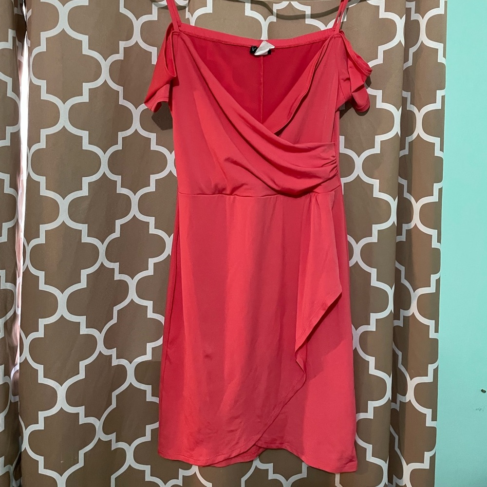 Venus brand, salmon colored mini dress.